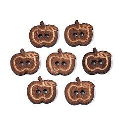 Кокосово-Коричневый Пуговицы из яблоневого дерева, 2-луночное, окрашенные, кокосового коричневый, 15x15.5x2 мм, отверстие : 2 мм