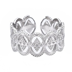 Нержавеющая Сталь Цвет Не тускнеет 304 овальное кольцо из нержавеющей стали с ромбовидным узором, массивное полое кольцо для женщин, цвет нержавеющей стали, размер США 6 3/4 (17.1 мм)