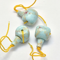 Шушан Камень Природных драгоценных камней 3 отверстие гуру шарики, T-просверленные бусы, 25~26x13x14 мм, отверстия: 1.8 mm, 2 mm