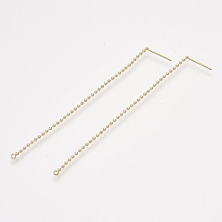 Настоящее золото 18K Изделия из латуни, без кадмия, без никеля и без свинца, ушные резьбы, с петлей, реальный 18 k позолоченный, 81x1.5 мм, отверстие : 1.5 мм, штифты : 0.8 мм