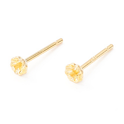 Golden 925 Sterling Silver Stud Earring Findings, for Half Drilled Beads, Flower, Real 18K Gold Plated, 3.5x3.5mm, Pin: 0.7mm