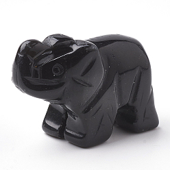 Обсидиан Натуральные обсидианные декорации, слон, 36~42x15~20x25~30 мм