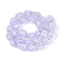 Лиловый Нити из бусин ручной работы в технике лэмпворк и блестящих бусинок, самородки, со цветком внутри , сирень, 13.5~15x9~11.5x9~11.5 мм, отверстие : 1~1.4 мм, около 28 шт / нитка, 14.17~15.35'' (36~39 см)