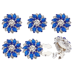 Сапфир 6шт. кнопки из сплава, со стеклом, цветок, сапфир, 25.5x11 мм, отверстие : 10.5x5.5 мм