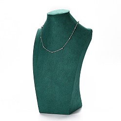 Темно-серый Деревянный бюст, покрытый подставками для ожерелий из микрофибры, темно-серый, 10.9x17.5x30 см