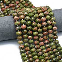 Унакит Природные Unakite бисер нитей, форма тыквы, с бисером, 12~12.5x8~8.5 мм, отверстие : 1 мм, около 36~37 шт / нитка, 15.20'' (38.6 см)