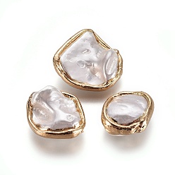 Дригие Морские Ракушки Стеклянные бусы, край позолоченный, самородки, 19.5~26.5x20~26x8.5~10.5 мм, отверстие : 0.6~0.7 мм