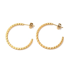 Настоящее золото 18K Ионное покрытие (ip) 304 серьги-гвоздики из нержавеющей стали в форме буквы С для женщин, реальный 18 k позолоченный, 30x1.5 мм