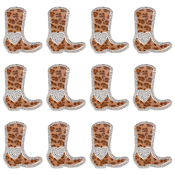 Цвет Древесины 12 шт. полиэстеровые заплатки для одежды, ботинки с леопардовым принтом, деревесиные, 72x60x1.5 мм