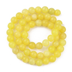 Lemon Chiffon Natural Lemon Jade Beads Strands,  Round, Lemon Chiffon, 6mm, Hole: 1mm, about 60~64pcs/strand, 15.1 inch