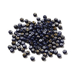 Midnight Blue 6/0 Opaque Glass Seed Beads, Round Hole, Rondelle, Midnight Blue, 4~4.5x3~4mm, Hole: 0.8~1.5mm