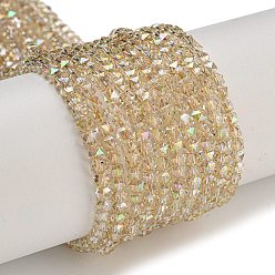 пшеница Стеклянные бусины с гальваническим покрытием , гальваническое покрытие, граненые, звезда, цвет пшеницы, 3x4x4 мм, отверстие : 1 мм, около 98 шт / нитка, 12.60'' (32 см)