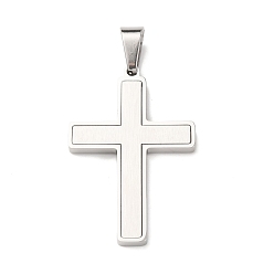 Нержавеющая Сталь Цвет Подвески из матовой 304 нержавеющей стали, крестик, цвет нержавеющей стали, 38.5x26x3 мм, отверстие : 8x5 мм