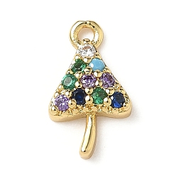 Настоящее золото 18K Латунные микро проложить кубического циркония прелести, гриб, стойки покрытие, долговечный, без кадмия и без свинца, реальный 18 k позолоченный, 12.5x7.5x3 мм, отверстие : 1.2 мм