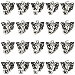 Античное Серебро 160 шт. подвески в виде головы слона из цинкового сплава в тибетском стиле, античное серебро, 16x15x4 мм, отверстие : 2 мм