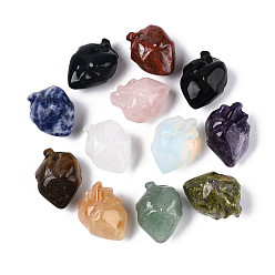 Смешанные камни Бусины в форме сердца из натуральных и синтетических камней, нет отверстий / незавершенного, смешанные окрашенные и неокрашенные, 28~31x21~23x18.5~20 мм