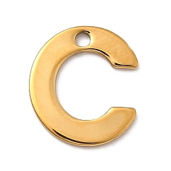 Letter C 304 прелести нержавеющей стали, письмо амулеты, ионное покрытие (ip), реальный 18 k позолоченный, буква С, 11x10x0.8 мм, отверстие : 1.2 мм