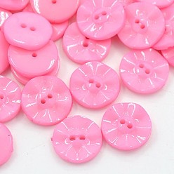Pink Акриловые швейные пуговицы , пластиковые пуговицы для одежды , 2-луночное, окрашенные, плоско-круглые, розовые, 25x4 мм, отверстие : 2 мм