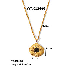 Настоящее золото 18K Элегантные 304 подвески из нержавеющей стали с цветком лотоса для женщин, с природных драгоценных камней, реальный 18 k позолоченный, 16.34 дюйм (41.5 см)