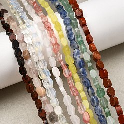 Смешанные камни Натуральные и синтетические, смешанные драгоценный камень бисер пряди, Плоско-овальные, смешанные окрашенные и неокрашенные, 6x4.5x2.5~3 мм, отверстие : 0.6 мм, около 63 шт / нитка, 15.31~15.59'' (38.9~39.6 см)