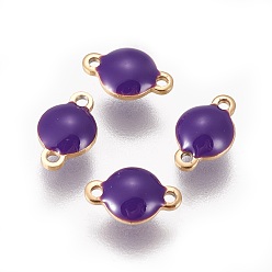 Индиго Ионное покрытие (ip) 304 эмалированные соединители из нержавеющей стали, эмалированные блестки, плоско-круглые, золотые, индиговые, 9.5x6x3.5 мм, отверстие : 1.2 мм