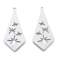 Нержавеющая Сталь Цвет Не тускнеющие 201 подвески из нержавеющей стали, воздушный змей со звездой, цвет нержавеющей стали, 38.5x18.5x1 мм, отверстие : 1.5 мм