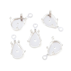 Посеребрённый Латунь пришить настройки зубца, настройки когтей для остроконечных страз, слезинки, без кадмия и без свинца, 925 серебро покрытием, 10.5x5.5x5 мм, отверстие : 0.9 мм