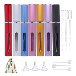 Mixed Color Aluminum Perfume Spray Bottles Making, with Disposable Plastic Transfer Pipettes, Funnel Hopper, Plum, Polycotton Drawstring Bags, Mixed Color