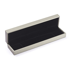 Gray Plastic Jewelry Boxes, Covered with PU Leather, Rectangle, Gray, 22x5.7x3.4cm