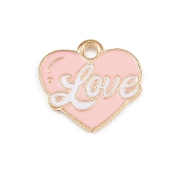 Сердце Подвески из сплава с эмалью ко дню святого валентина, золотой свет, сердце, 14x15x1.5 мм, отверстие : 1.8 мм