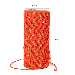 Оранжево-Красный Хлопковые нити с эффектом металлик, макраме шнур, декоративные нитки, для поделок ремесел, упаковка подарков и изготовление ювелирных изделий, золотые, оранжево-красный, 1.5 мм, около 54.68 ярдов (50 м) / рулон