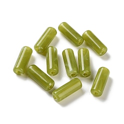 Светло-зеленый Коричневый Бусины из смолы с имитацией драгоценных камней, колонка, оливковый, 18x7 мм, отверстие : 3 мм