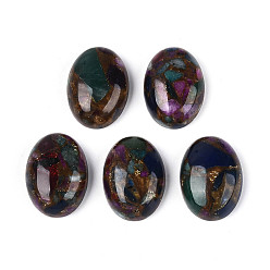 Разноцветный Окрашенные синтетические драгоценные камни кабошоны, овальные, красочный, 25x18~18.5x8~8.5 мм
