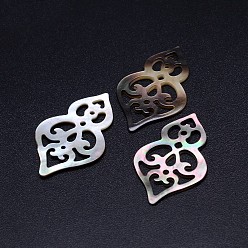 Black Lip Shell Natural  Black Lip Shell Pendants, Black Lip Shell, 38x24x2mm, Hole: 2x5mm