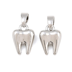 Platine Charmes en laiton, charmes de dent, platine, 11.5x8x4mm, Trou: 5x3mm