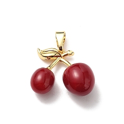 Золотой Подвески латуни cmолы, черри прелести, золотые, 21.5x23.5x11.5 мм, отверстие : 3.5x7 мм