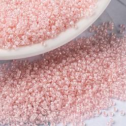 (RR203) Pink Lined Crystal MIYUKI Round Rocailles Beads, Japanese Seed Beads, (RR203) Pink Lined Crystal, 15/0, 1.5mm, Hole: 0.7mm, about 5555pcs/bottle, 10g/bottle