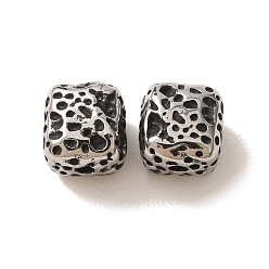 Color de Acero Inoxidable 304 bolas de acero inoxidable, cubo martillado, color acero inoxidable, 10x10x9 mm, agujero: 2 mm