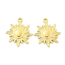 Настоящее золото 18K Вакуумное покрытие pvd 304 подвески из нержавеющей стали, очарование солнца, реальный 18 k позолоченный, 20.5x18x2 мм, отверстие : 1.4 мм