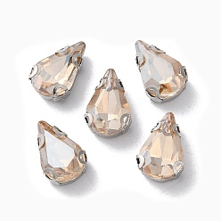Свет Колорадо Топаз Каплевидная вышивка на стразах, многожильных ссылки, стекло горный хрусталь, с настройками зубцов из нержавеющей стали, аксессуары для одежды, граненые, свет Колорадо Топаз, 13x8x5 мм, отверстие : 1 мм