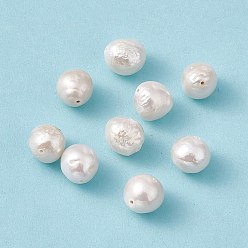 Seashell Color Baroque Natural Keshi Pearl Beads, Oval, Seashell Color, 9.5~12.5x8.5~10mm, Hole: 0.8mm