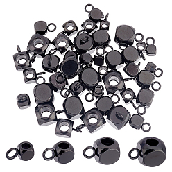 Electrophoresis Black 48Pcs 4 Style 304 Stainless Steel Tube Bails, Loop Bails, Cube Bail Beads, Electrophoresis Black, 6x3x3mm, Hole: 1.6mm, 12pcs/style