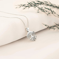 Stainless Steel Color 304 Stainless Steel Tree of Soul Pendant Necklaces for Women, Tarnish Free, Stainless Steel Color, 17.72 inch(45cm)