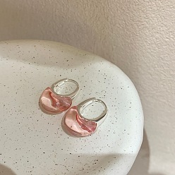Pink Овальные серьги-кольца из латуни и смолы для женщин, серебряные, розовые, 30 мм