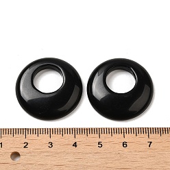 Obsidian Natural Obsidian Pendants, Donut/Pi Disc Charms, 27.5~28x4.5~5.5mm