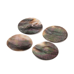 Кокосово-Коричневый Натуральный черный кулон в виде ракушки для губ, плоско-круглые, кокосового коричневый, 44~45x1.5~2 мм, отверстие : 1.6 мм