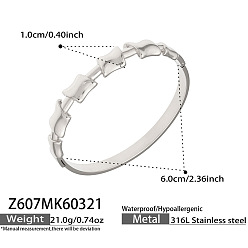 Rectangle 316L Surgical Stainless Steel Hinged Cuff Bangles for Women, Stainless Steel Color, Tarnish Free, Rectangle, Inner Diameter: 2.36 inch(6cm)