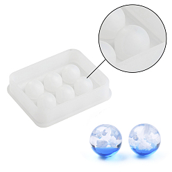 White Beads Silicone Molds, Resin Casting Molds, For UV Resin, Epoxy Resin Jewelry Making, Round, White, 72x60x3mm, Hole: 2.4mm, Round: 15.8mm