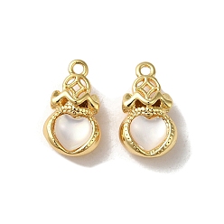 Real 18K Gold Plated Brass Lucky Bag Heart Charms with Shell, Real 18K Gold Plated, 12.5x7x4.5mm, Hole: 1.2mm