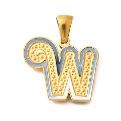 Letter W 304 подвески из нержавеющей стали, с эмалью, ионное покрытие (ip), лазерная резка, реальный 18 k позолоченный, Буква W, 16x19x1.5 мм, отверстие : 5.5x2.5 мм